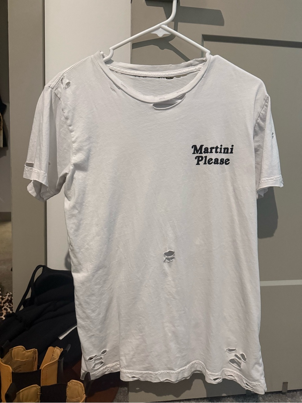 White Graphic Short Sleeve Tee — 'Martini Please'
